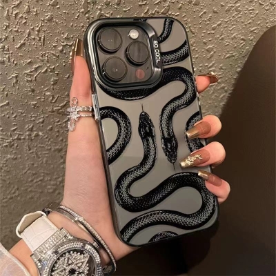New Dark Personality Snake Metal Keys for Apple 14Pro Mobile Phone Case 12Pro Max Frosted 11 Hard Case
