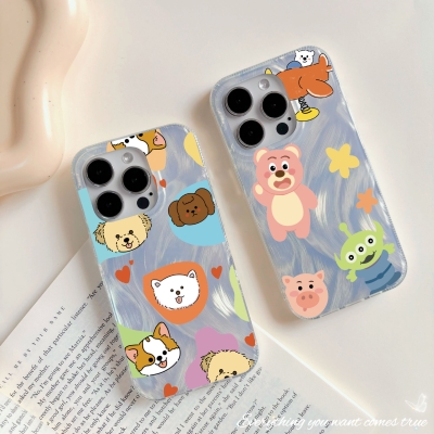 Laser Feather Yarn Dog Head for Apple 15 Mobile Phone Case iphone14promax Drop-Resistant 13 Cartoon 12