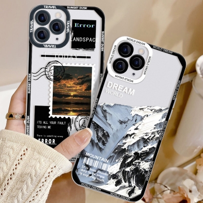 Japanese Beautiful Illustration Landscape iPhone15 Phone Case 14promax Apple 13 Transparent 12 All-inclusive 11 Silicone