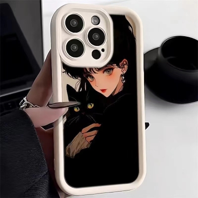 Angel Ladder Black Cat Girl For Apple 15promax Phone Case iPhone14 Girl 13 Dark Dark