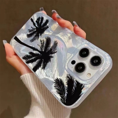 Laser Coconut Tree iPhone15 Phone Case iPhone13pro Drop-Resistant xsmax Hard Shell 7/8P