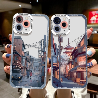 Japanese Beautiful Illustration Landscape iPhone15 Phone Case 14promax Apple 13 Transparent 12 All-inclusive 11 Silicone