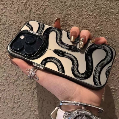 New Dark Personality Snake Metal Keys for Apple 14Pro Mobile Phone Case 12Pro Max Frosted 11 Hard Case