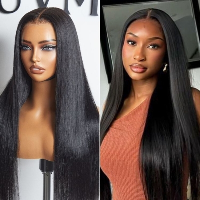 PreMax Wigs | Jet Black Middle Part Silky Straight Glueless 5x5 Closure Lace Wig