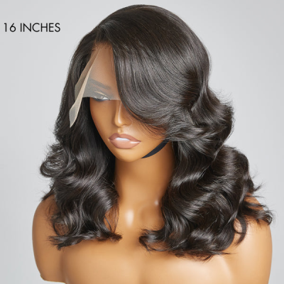 Layered Body Wave 5x5 Closure Lace Glueless C Part Long Wig 100% Human Hair