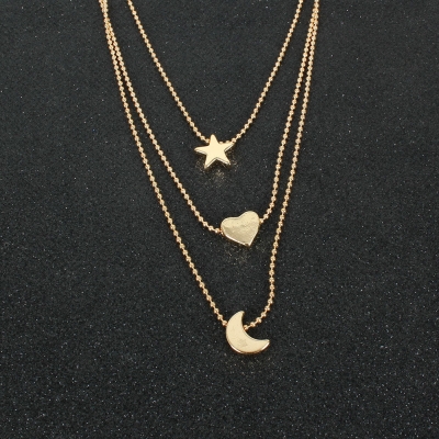 Alloy Star And Moon Pendant Necklace: Illuminate Your Style