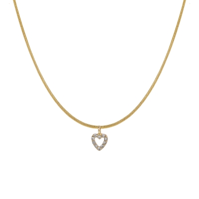Temperamental All-match Sweater Chain Jewelry Zircon Peach Heart Pendant Necklace