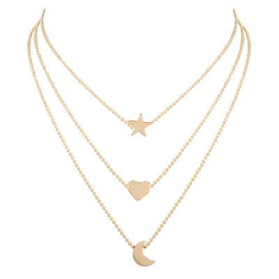 Alloy Star And Moon Pendant Necklace: Illuminate Your Style