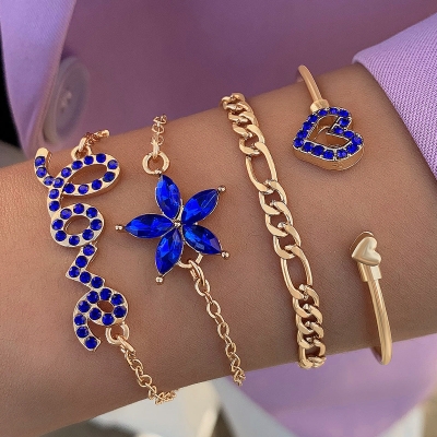 Blue Flower Love Butterfly Bracelet Set: Stylish and Elegant