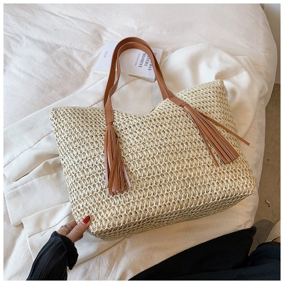 High-Grade Large-Capacity Woven Shoulder Bag for Women