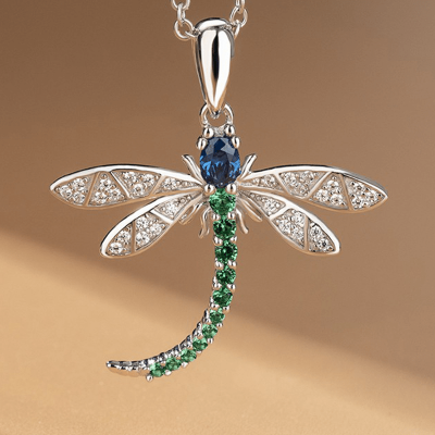 Cute Zircon Dragonfly Pendant Necklace