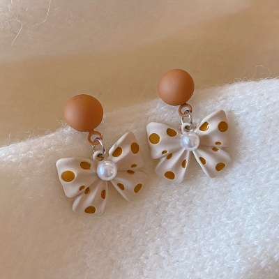 Pearl Polka Dot Bow Earrings