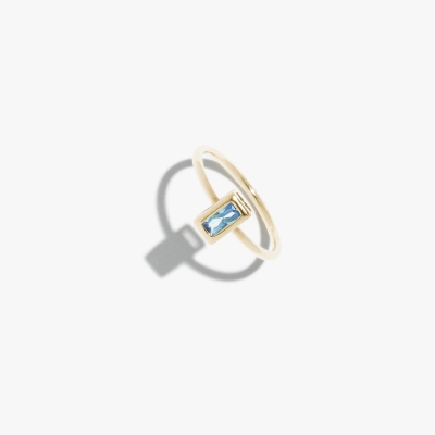 Sapphire Rectangle Bezel Ring
