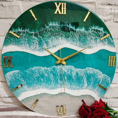 Multi Beach Epoxy Resin Wall Clock