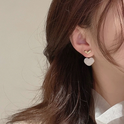 925 silver needle light luxury high-end earrings love earrings new trendy earrings temperament early spring earrings for women
