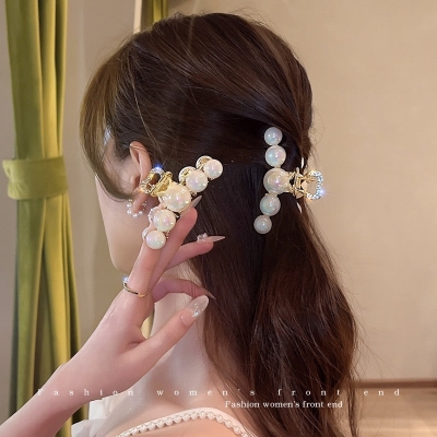 Mermaid Ji pearl hairpin back of the head female new high-end hairpin hairpin hairpin shark clip tide