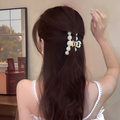 Mermaid Ji pearl hairpin back of the head female new high-end hairpin hairpin hairpin shark clip tide
