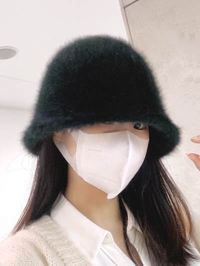 Rabbit fur hat women's autumn and winter hot style bucket hat big head circumference plush fisherman hat white fur basin hat