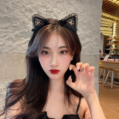 Cat ears hair clip decorative hair hoop net red new trendy cat headgear hairpin small wild cat headband hair accessories