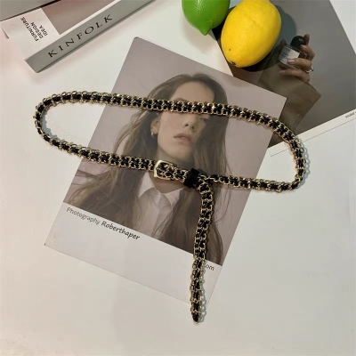 Retro all-match waist chain female new trendy Korean version accessories metal thin chain woven belt with skirt suit g
