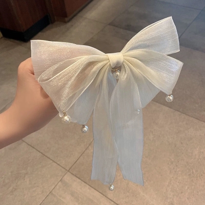 Bow headwear clip female summer temperament pearl shark clip large clip net red new hair clip