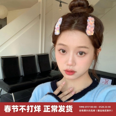 Gentle rainbow small fragrance braided hair clip twist braid bangs clip side clip girl heart hair card autumn and winter hair accessories