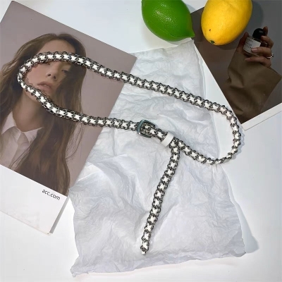 Retro all-match waist chain female new trendy Korean version accessories metal thin chain woven belt with skirt suit g