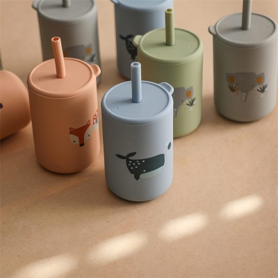 Silicone Baby Straw Cup | Blue Dolphin