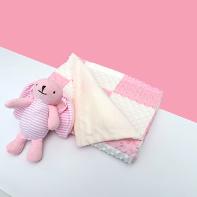 Minky Dot Blanket | Pink + Cuddle Toy