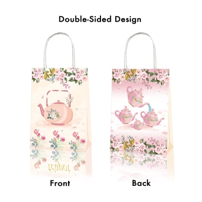 Party Favor Bag with Handles | Tea Party | 12 Pcs