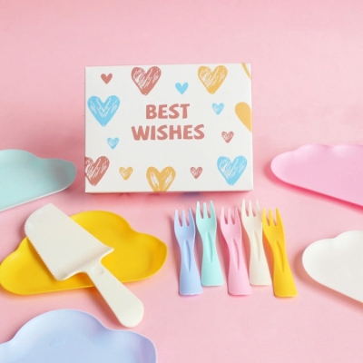 Small Plastic Party Tableware | Cloud | 10 Guests