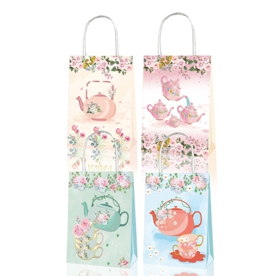 Party Favor Bag with Handles | Tea Party | 12 Pcs