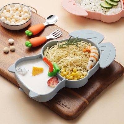 Bunny Silicone 4 Pcs Tableware Set | Blue