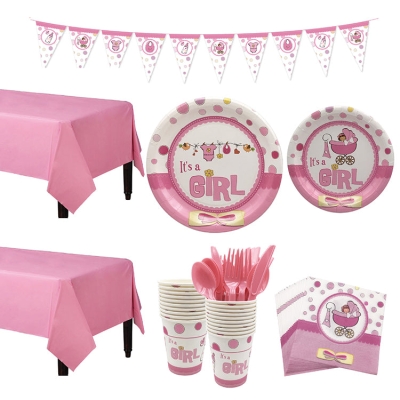 Baby Shower Tableware | It's a Girl | 16 Guests