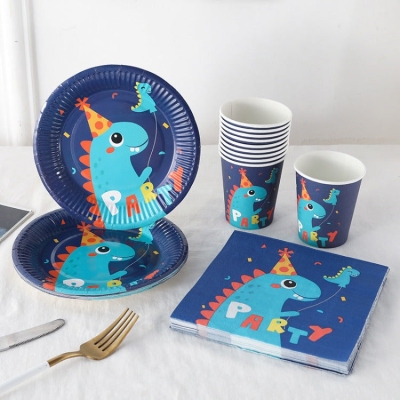 Party Tableware | Blue Dinosaur | 10 Guests