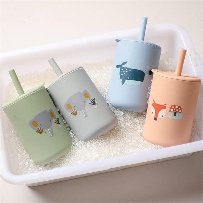 Silicone Baby Straw Cup | Tawny Fox
