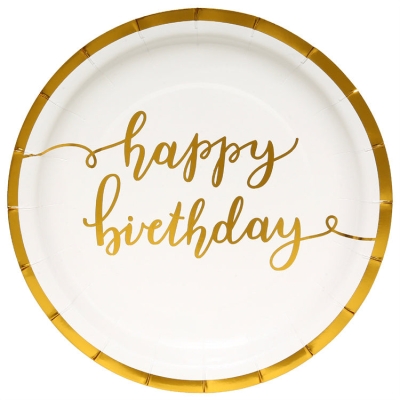 Birthday Party Tableware | Gold Lettered | 16 Guests