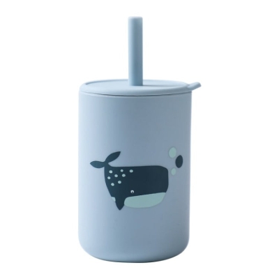 Silicone Baby Straw Cup | Blue Dolphin