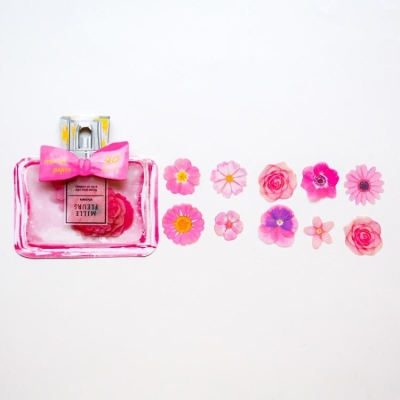 Perfume Bottle Flower Stickers Pink