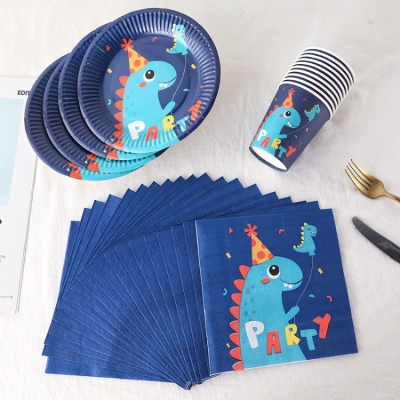 Party Tableware | Blue Dinosaur | 10 Guests
