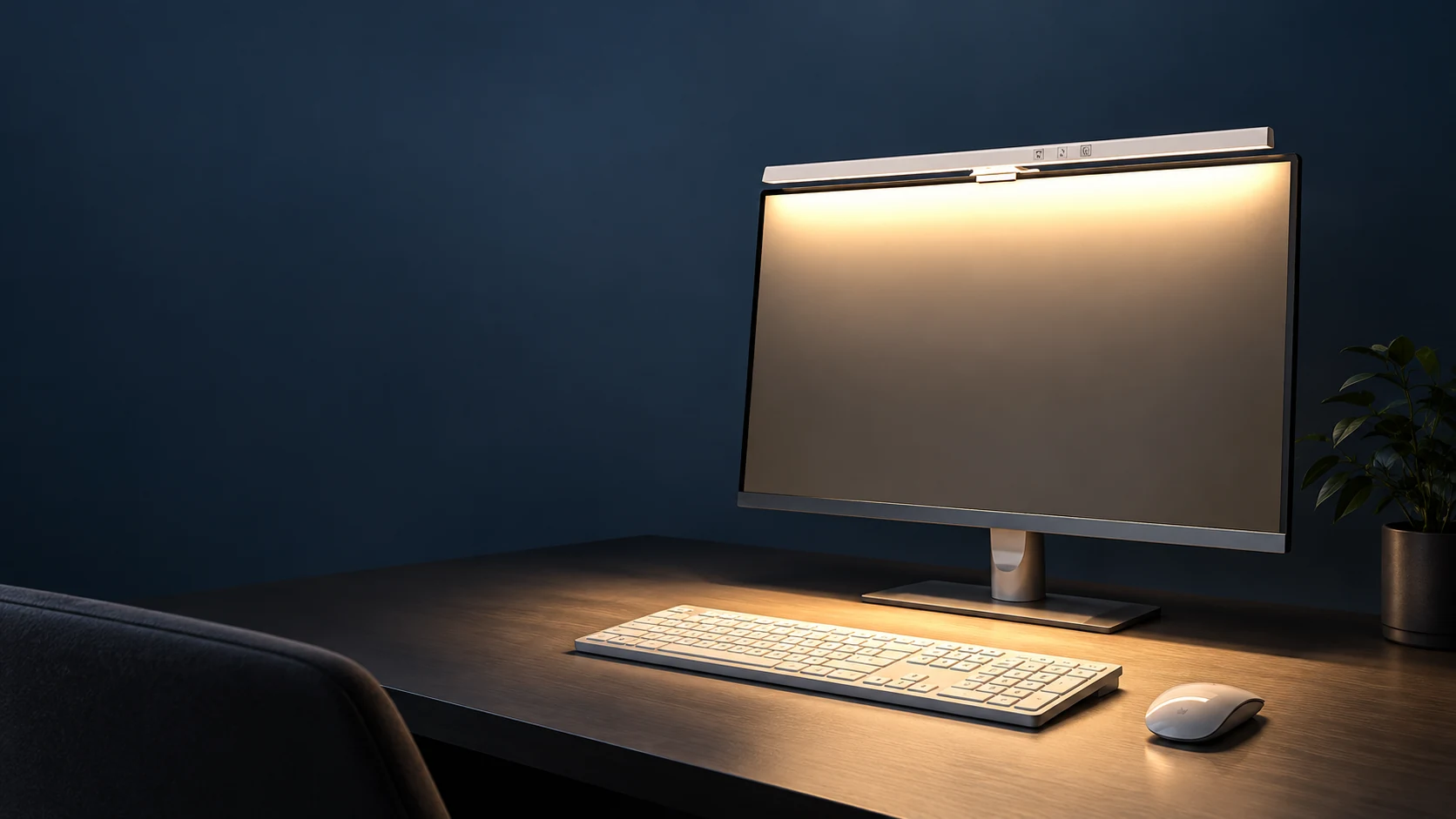 Lapraga monitor light bar casting warm task light over a deskhero_1