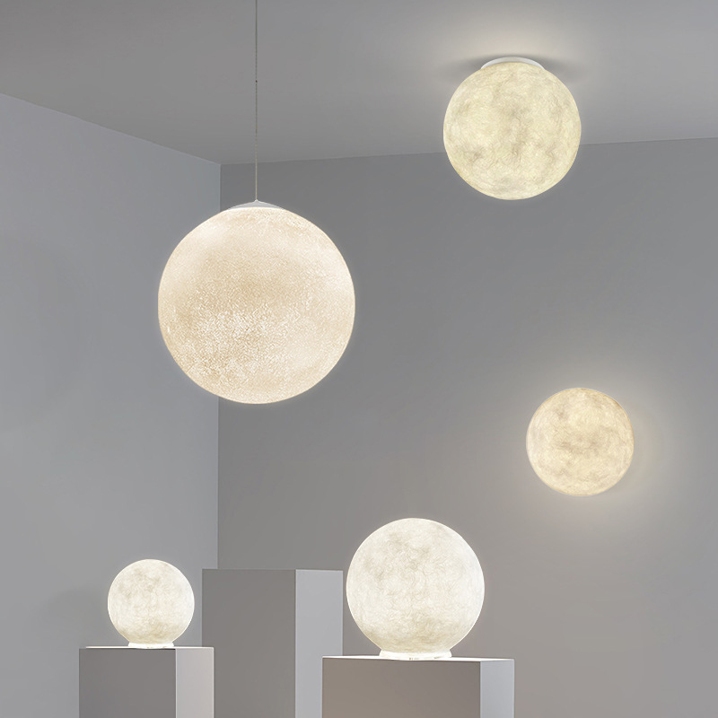 Internet Celebrity Moon Floor Lamp Planet Chandelier Nordic Bedroom Lighting ins Internet Celebrity Round Ball Restaurant Moon Lamp Chandelier