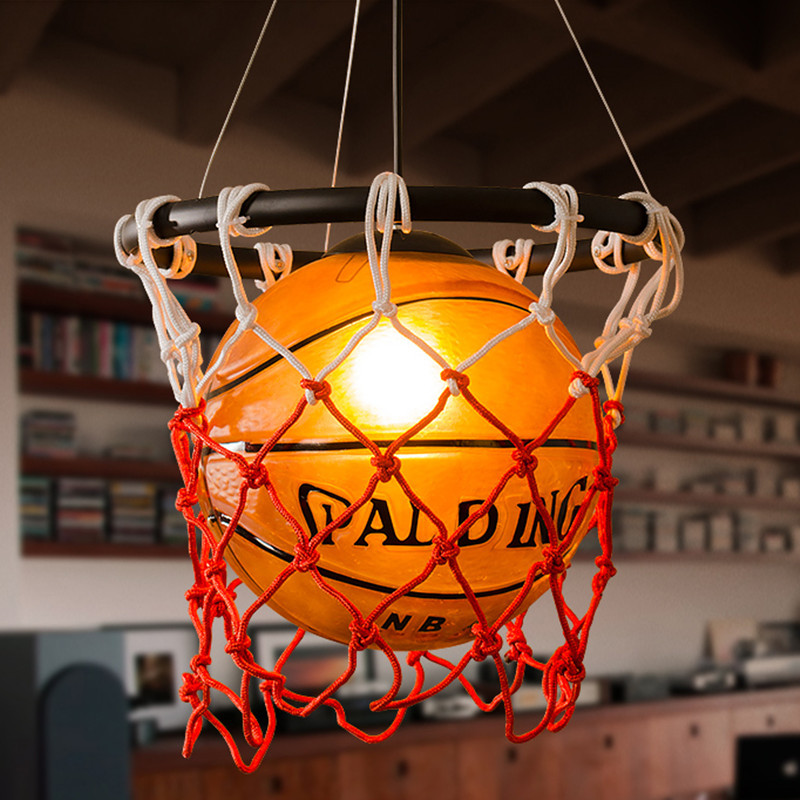 American Chandelier Retro Basketball Lamp Creative Restaurant Gymnasium Store Sports Theme Clothing Store Glass Chandelier