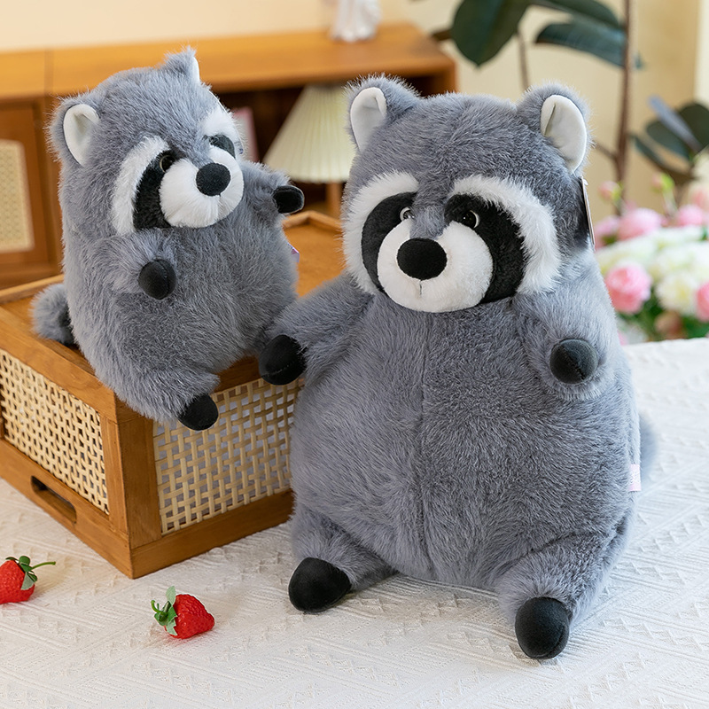 Cute sitting raccoon plush toy