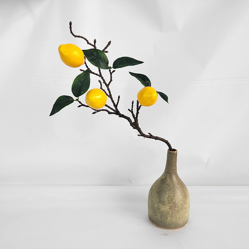 Three-head simulation lemon big fruit ins style simple simulation flower long branches can be bent photography atmosphere props