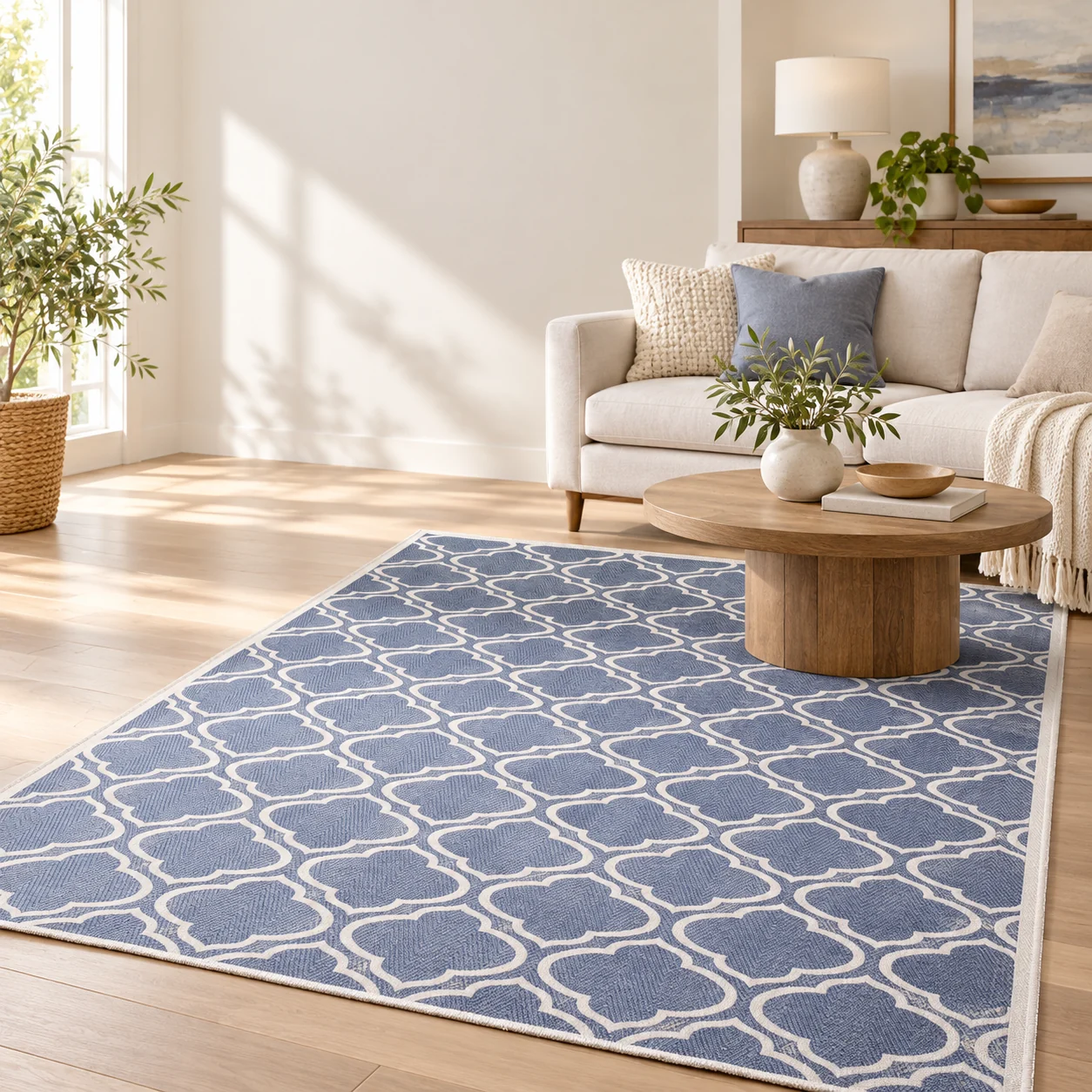 RAGSHOP blue-grey trellis rug in a bright living roomslider_item_1