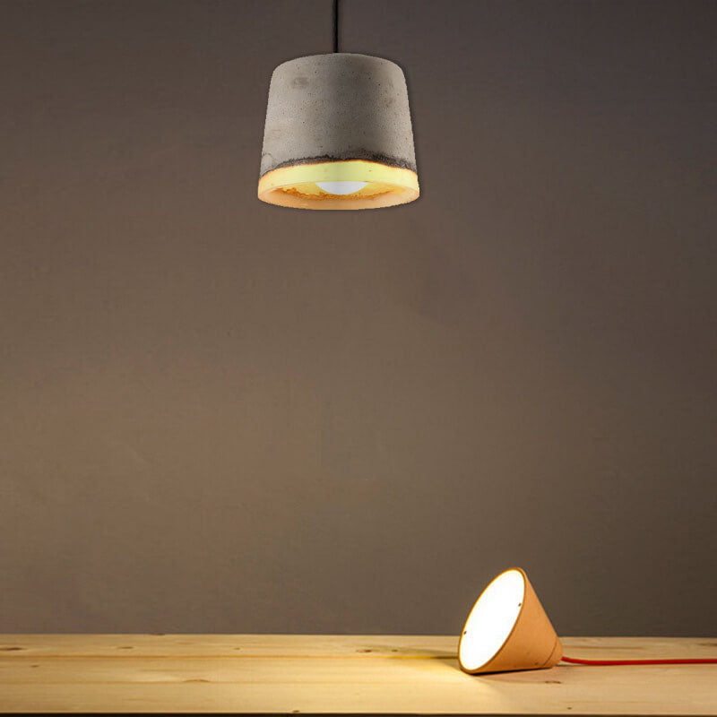 Zylindrische Pendelleuchte mit 1 Licht aus Harzzement