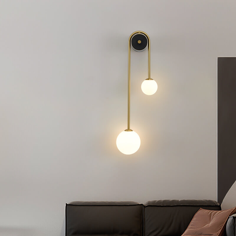 Glaskugel-Wandleuchte mit 2 Leuchten