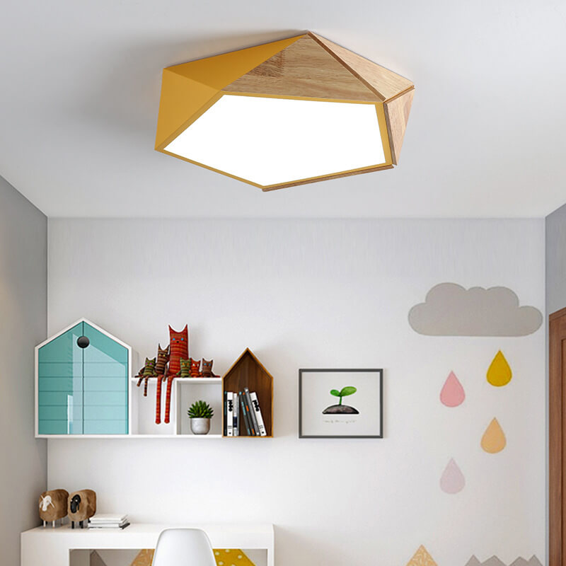 1-flammige LED-Unterputzbeleuchtung aus Holz mit einfacher Geometrie