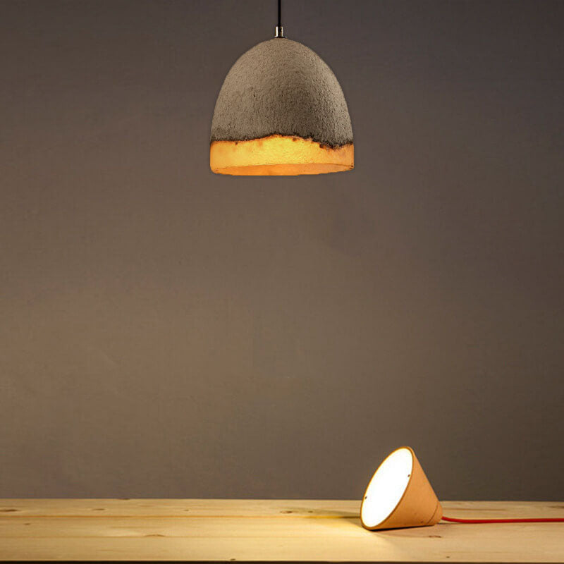Resin Cement 1-Light Dome Pendant Light